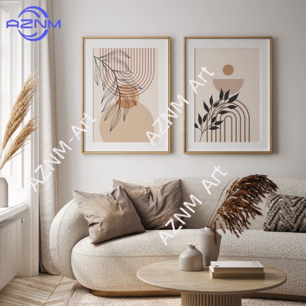 Abstract Canvas Set - 1/2 Adet Yeşil Botanik Duvar Sanatı