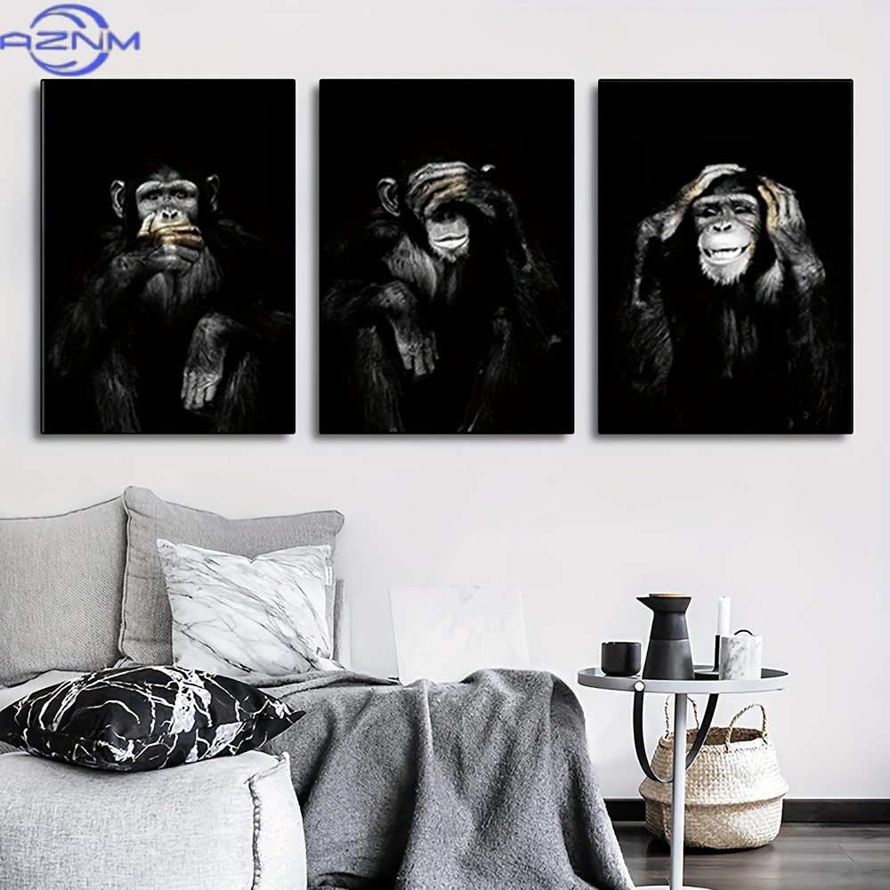 Abstract Canvas Set - 3 adet/takım Büyük Boy Çerçevesiz Retro