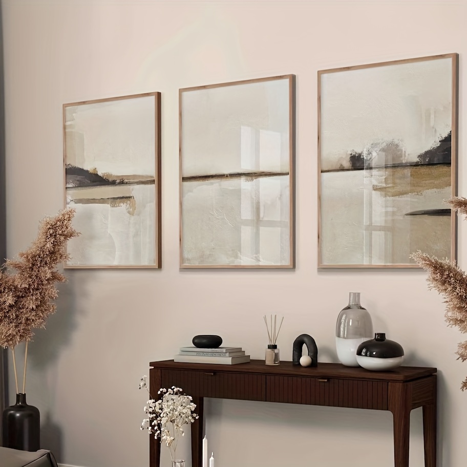 3'lü Set Nötr Soyut Geometrik  - Abstract Canvas Set incelemesi ve fiyatı