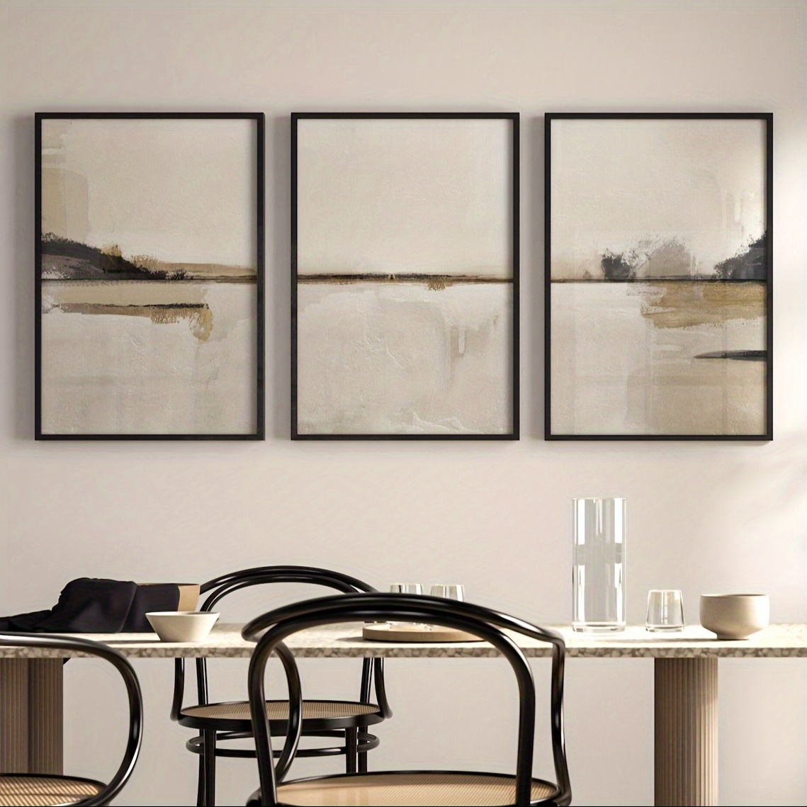 3'lü Set Nötr Soyut Geometrik  - Abstract Canvas Set incelemesi ve fiyatı