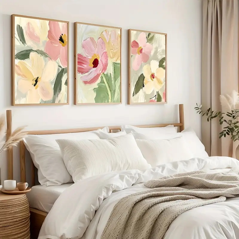 3 adet/takım Pastel Çiçek Tuva - Abstract Canvas Set incelemesi ve fiyatı