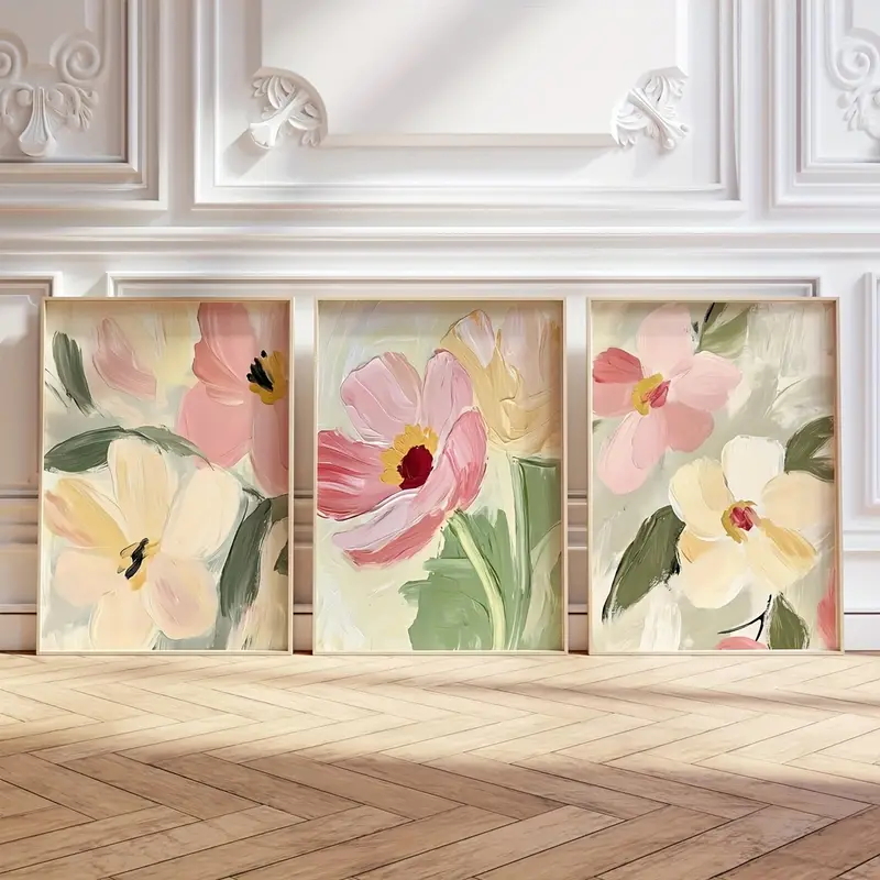 3 adet/takım Pastel Çiçek Tuva - Abstract Canvas Set incelemesi ve fiyatı