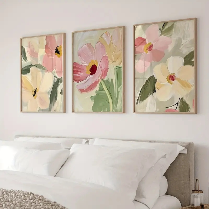 3 adet/takım Pastel Çiçek Tuva - Abstract Canvas Set incelemesi ve fiyatı